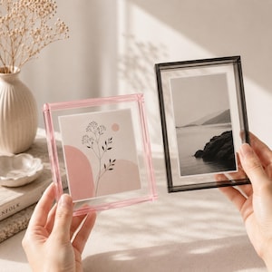 Transparent Acrylic Picture Frame | Colorful Tabletop Display for Photos Posters Cards | Easily Insert for Art