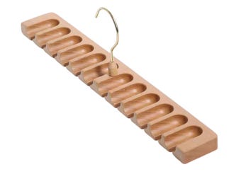 Colgador de cinturones de madera maciza de haya – Organizador de madera de 12 ranuras para armario o vestidor / Regalo para papá