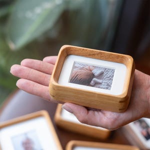 Mini Personalized Teak & Black Walnut Wood Photo Frame - Custom Gift for Special Moments | Ideal for Weddings, Anniversaries, Birthdays etc.