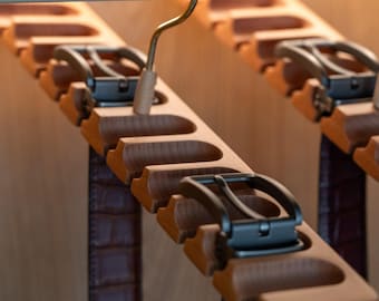 Cintre en bois de hêtre massif - Organiseur en bois 12 emplacements pour placard ou armoire