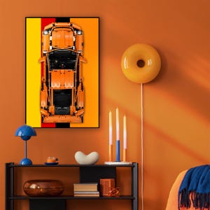 Wall Mount Frame Compatible for LEGO® Porsche GT3 RS – Orange Display Board – Premium Metal Picture Frame – DIY Easy Set Up