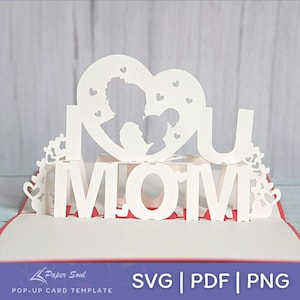 ポップアップ カード SVG: ママ ポップアップ SVG | 3D カード SVG | 母の日 ポップアップ カード パターン | DIY カード チュートリアル | DIY 母の日 カード SVG
