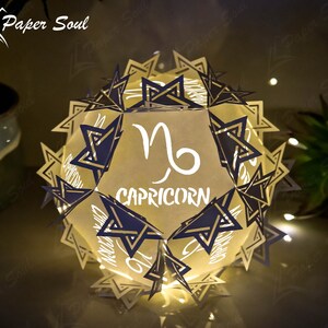 Capricorn Zodiac paper lantern template Astrology gift DIY paper lantern craft paper cut lantern template files SVG Do it yourself image 2