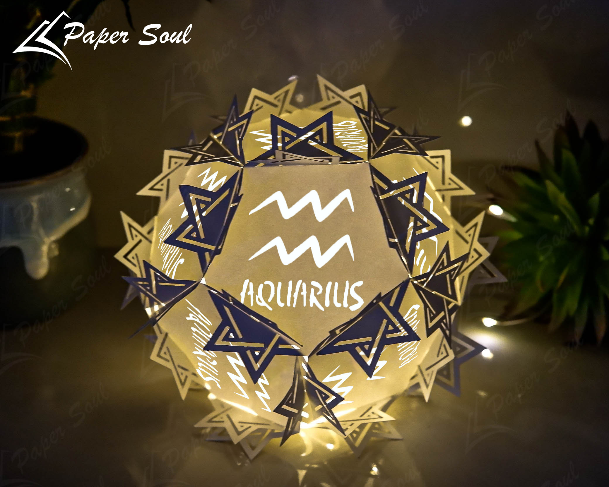 Aquarius Zodiac Paper Lantern Template Astrology Gift DIY Etsy