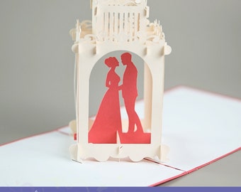 wedding pop up card SVG | Bride and Groom 3D Card SVG | Papercut Card | Pop up card svg file for Cricut