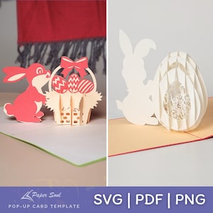 Conjunto de 2 modelos de cartão pop-up de Páscoa | Cartão de Páscoa SVG | Cartão pop-up Cricut SVG | Modelo de cartão 3D | Artesanato de alma de papel | Artesanato de papel