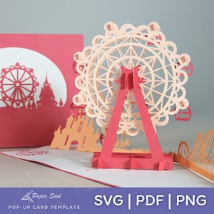 Ferris Wheel pop-up card template | Paper cutting SVG | 3D card svg | pop up card for birthday | do it yourself