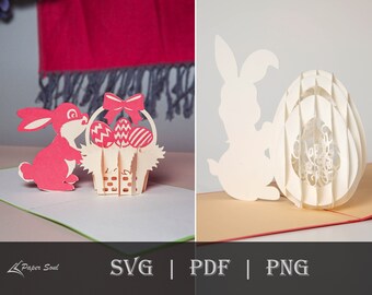 Set of 2 Easter pop-up card templates | Easter card SVG | Cricut pop-up card SVG | 3D card template | Paper Soul Craft | Paper Craft