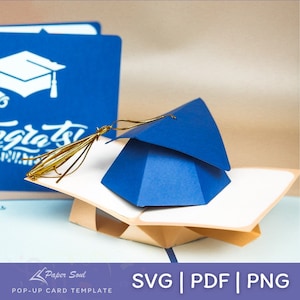 modèle de carte de graduation pop-up | casquette de diplômé pop-up svg | pop-up carte de graduation svg | Cadeau de graduation bricolage | artisanat d'âme en papier