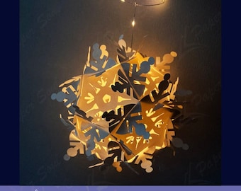 Christmas lantern SVG | Snowflake lantern svg | 3d snowflake SVG | Paper lantern svg | christmas light svg| | Hanging paper lantern