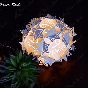 Cancer Zodiac paper lantern template 3D Cricut Files Luminaries Centerpiece Paper Cut Template 3D lamp SVG Do it yourself image 2