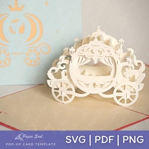 Cinderella carrozza pop-up card svg/ Cinderella carrozza pop-up card template, file svg per cricut, pop-up wedding card svg / Paper Crafts
