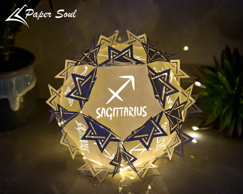 Sagittarius Zodiac paper lantern template 3D Cricut Files Luminaries Centerpiece Paper Cut Template 3D lamp SVG Do it yourself image 10