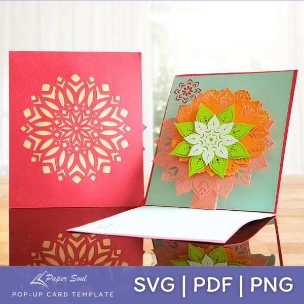 Modèle de carte de fleur de mandala 3D | Mandala svg pour Cricut | Mandala 3D SVG | Papier découpé bricolage | Fichiers svg mandala 3D | Cartes découpées en papier