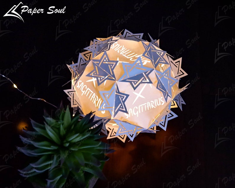 Sagittarius Zodiac paper lantern template 3D Cricut Files Luminaries Centerpiece Paper Cut Template 3D lamp SVG Do it yourself image 2