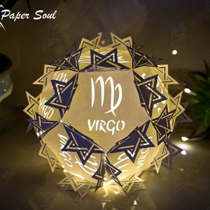 Virgo Zodiac paper lantern template 3D Cricut Files Luminaries Centerpiece Paper Cut Template 3D lamp SVG Do it yourself image 10