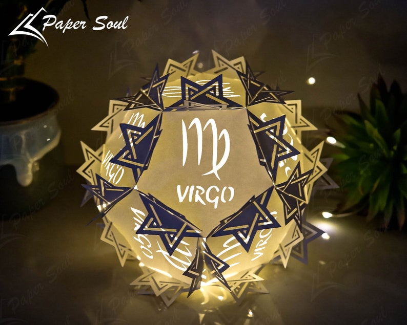 Virgo Zodiac paper lantern template 3D Cricut Files Luminaries Centerpiece Paper Cut Template 3D lamp SVG Do it yourself image 10