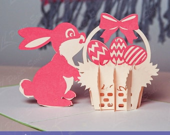 Easter pop-up card template | Bunny with the basket pop-up card template | Easter pop up svg | 3D paper craft | Paper Soul Craft