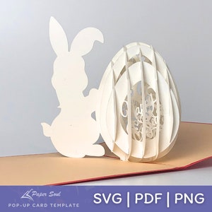 Easter pop up card template Easter bunny card svg Happy Easter svg 3d Easter egg SVG 3d paper Paper Craft image 1