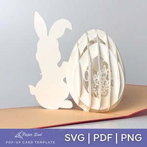 Modelo de cartão pop up de Páscoa | Cartão de coelhinho da Páscoa svg | Feliz Páscoa SVG | Ovo de Páscoa 3d SVG | papel 3d | Artesanato de papel