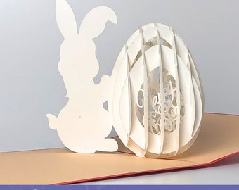Modèle de carte pop-up de Pâques | Carte de lapin de Pâques svg | Joyeuses Pâques svg | Oeuf de Pâques 3D SVG | papier 3D | Artisanat en papier