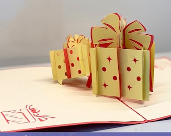 Szablon karty pop-up z pudełkiem prezentowym | Wzór karty pop-up, Karta pop-up urodzinowa SVG, szablon karty pop-up urodzinowej | Rękodzieło papierowe 3D SVG