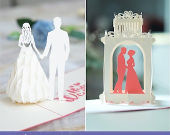 pop up wedding cards DIY | Set of 2 wedding pop-up card templates | 3d card svg | Cricut pop up card | pop up card svg