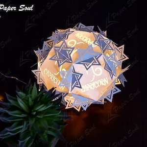 Capricorn Zodiac paper lantern template Astrology gift DIY paper lantern craft paper cut lantern template files SVG Do it yourself image 3