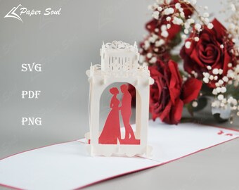 wedding pop up card SVG | Bride and Groom 3D Card SVG | Papercut Card | Pop up card svg file for Cricut