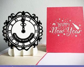 Happy new year pop-up card template | happy new year card svg | 3d new years svg | 3d SVG | Papercraft