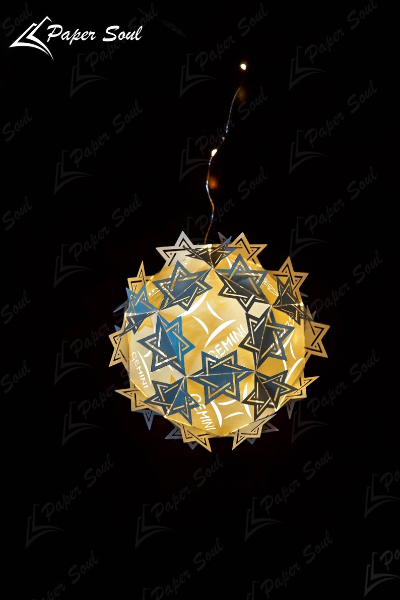 Gemini Zodiac paper lantern template 3D Cricut Files Luminaries Centerpiece Paper Cut Template 3D lamp SVG Do it yourself image 4