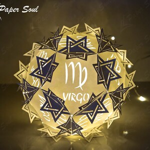 Virgo Zodiac paper lantern template 3D Cricut Files Luminaries Centerpiece Paper Cut Template 3D lamp SVG Do it yourself image 5