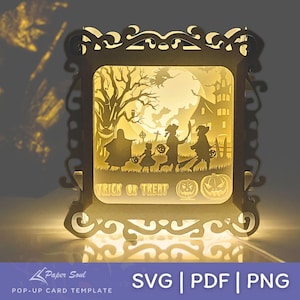 Halloween shadow box svg file for cricut | Halloween light box svg template | Halloween diy gift, diy halloween decor
