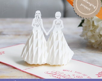 Bridesmaid pop-up card template | Will you be my bridesmaid card | DIY bridesmaid proposal | 3D card template | do it yourself