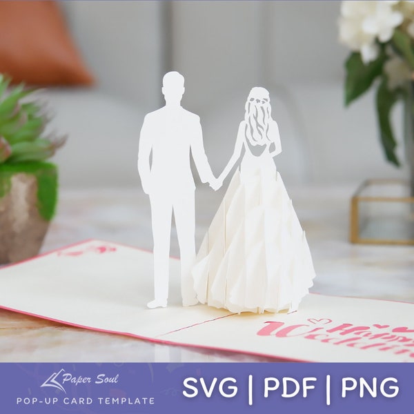 Pop-up wedding card SVG | Wedding card svg | 3d card svg | paper cutting template | pop up template | Do it yourself | Papersoul