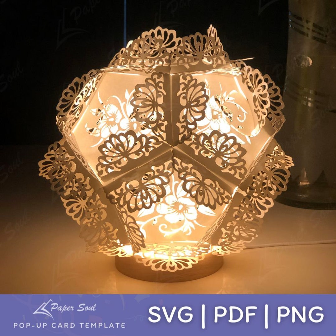 3D Paper Lantern SVG, Paper Cut Diy Lantern Template, SVG Files for 3D Paper Lantern SVG, Paper Cut Diy Lantern Template, SVG Files for