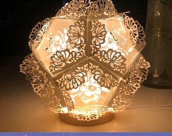 3D Paper Lantern SVG, Paper cut diy lantern template, SVG files for cricut, luminary svg, paper lantern light, fall paper lantern