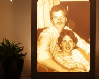 Custom Portrait kirigami lightbox | Personalized gift | A handmade gift made of paper cut and lights | Paper Soul Craft