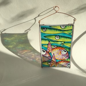 Handmade and Hand Painted Glass Fish Sun Catcher
