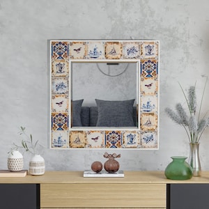 Cody Floor Mirror, Tile Mirror, Wall Mirror, Bohemian Mirror, Stone Mirror, Wall Hanging Mirror
