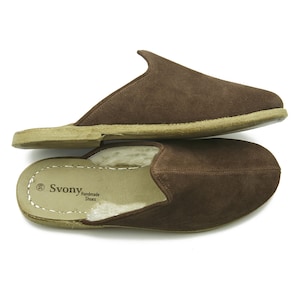 Brown Color Shearling Women Slippers, Sheep Skin Slippers, Ladies Slippers, Leather Sole Slippers