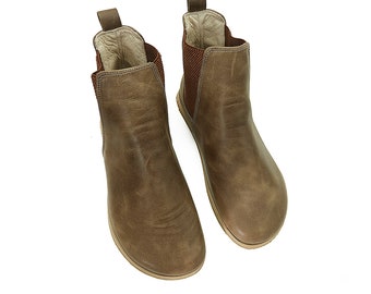 Stivaletti Chelsea da uomo Zero Drop, in pelle naturale color visone, con soletta in pelle