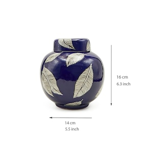 Handmade Blue Ceramic Lidded Vase, Decorative Vase, Hand Painted Vase, Modern Ceramic Vase, Contemporary Vase, Earthly Ceramic