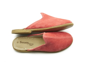 Pink Suede Leather House Women's Slipper - Unisex Traditional Yemeni Shoes - Daily Basis Women's Shoes - Handmade Unisex Shoes