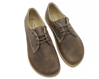 Handgefertigte Leder Oxford Schuhe : Damen Zero Drop Barfußschuhe