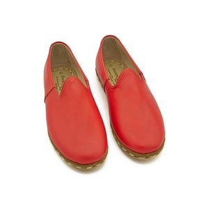 Men&#39;s Red Handmade Leather Shoes, Traditional Yemeni Shoes, Turkish Shoes, Genuine Leather Shoes, Leather Loafer