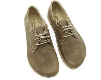 Men's Handmade Zero Drop Leather Oxford Shoes: Mink Barefoot Style