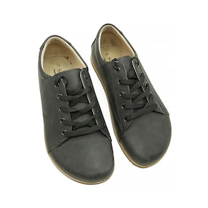 Men Zero Drop Sneaker Shoes, Black Color Leather Barefoot, Leather Insole Shoes