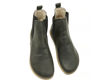 Men Zero Drop Chelsea Boots, Natural Leather Barefoot, Leather Insole Shoes