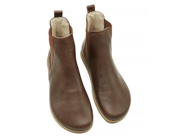 Botas Chelsea de cuero hechas a mano: zapatos descalzos con punta ancha